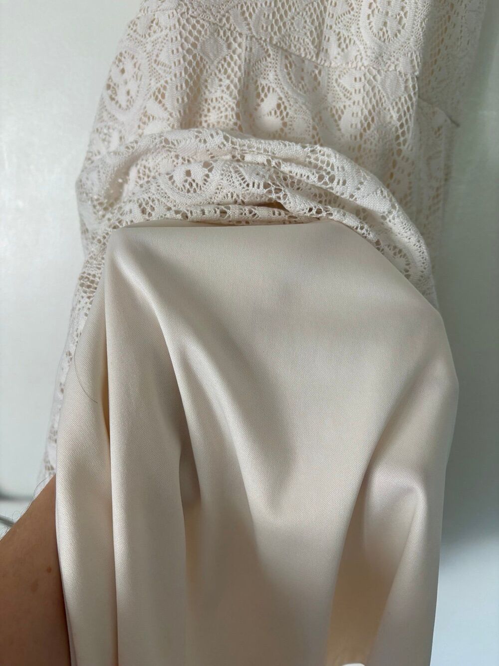 White Lace Halter Mini Dress XS S Junior Boho Western Country Angelcore Skater - Picture 3 of 8